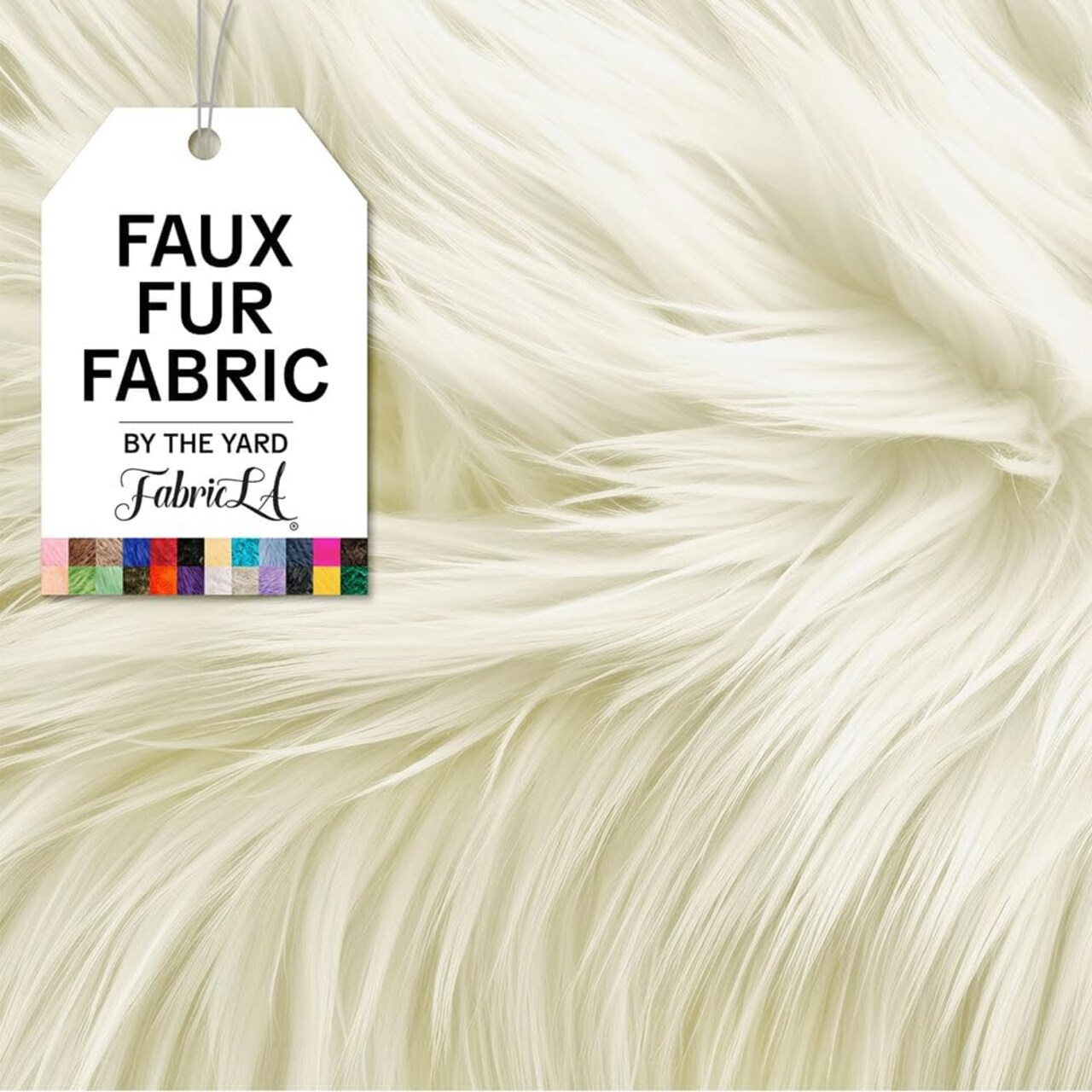 FabricLA | Shaggy Faux Fur | Fabric by The Yard | 18" X 60" Inch Wide | Craft Furry Fabric | Sewing, Apparel, Rugs, Pillows & More | Faux Fluffy Fabric | Off White, Half Yard